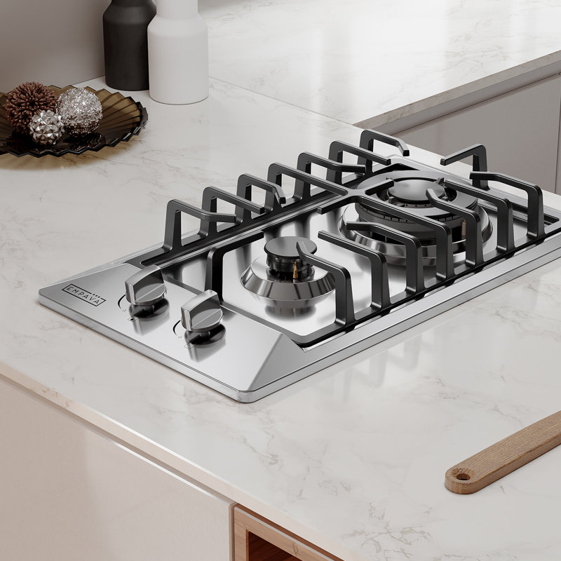 Plaque de cuisson au gaz en acier inoxydable de 12 po Empava, 2 brûleurs SABAF importés d'Italie, plaque de cuisson au gaz pour cuisinière, convertible au gaz naturel / gaz de pétrole liquéfié
