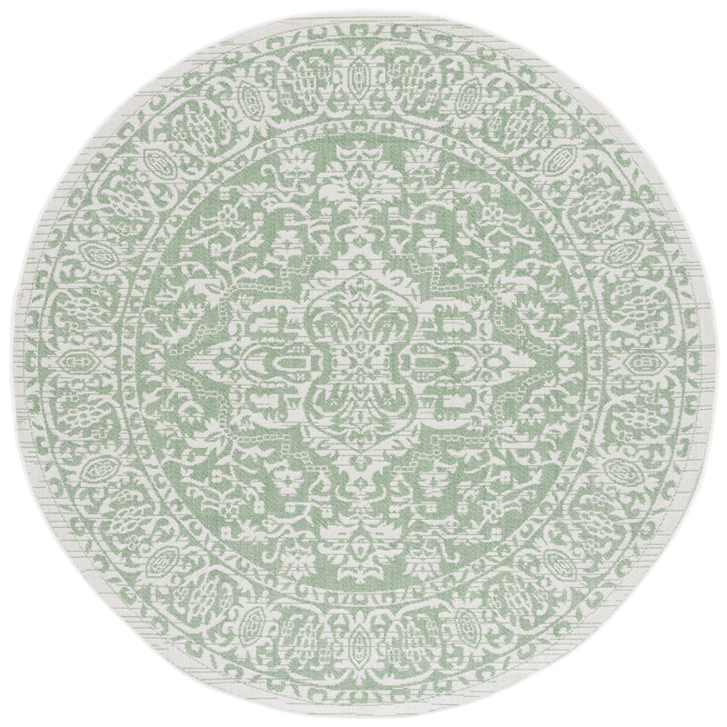 Mirla Performance Machine Washable Oriental Indoor/Outdoor Area Rug, Round 6'7"