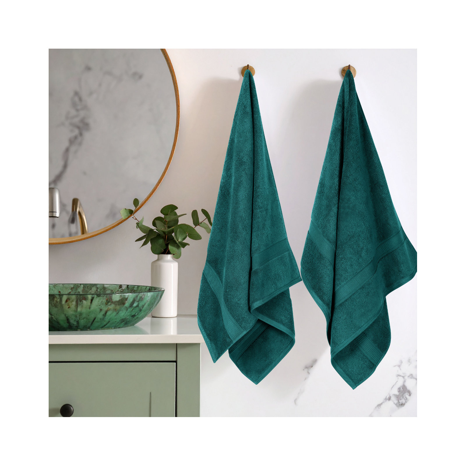 Renata 800 GSM 2 Piece Certified Egyptian Cotton Bath Towel Set , Teal