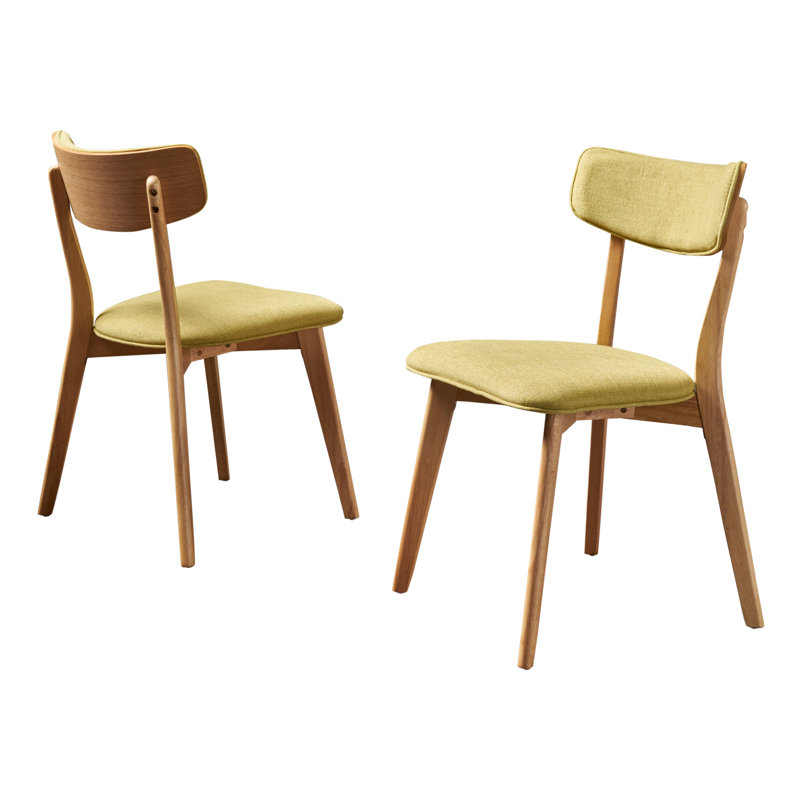Hoopes 18.75'' H Upholstered Side Chair, Natural Oak, Green Tea