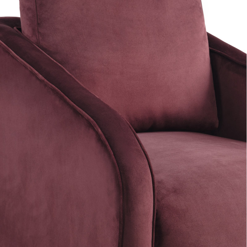 Lauren Accent Chair 30.3 Modern Boho 360 Swivel Velvet Fabric Pocket Coil Comfort Toolless Assembly, Plum Velvet
