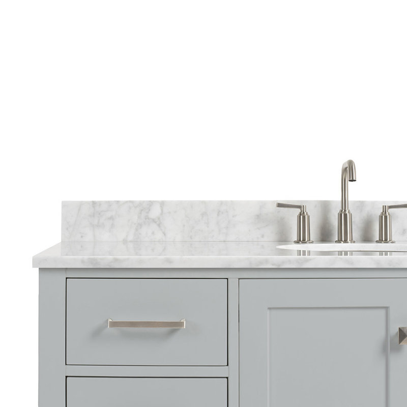 Flynt 55'' Single Bathroom Vanity with Carrara Marble Top, Gray