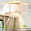 Ventilateur de plafond encastré en tissu festonné beige moderne de 20 po avec lumière, ventilateur CC réversible caché à 7 pales avec télécommande pour chambre de bébé