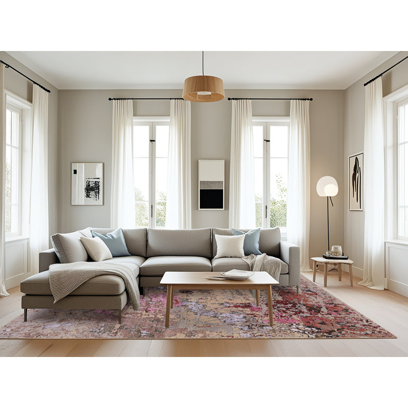 Tapis brun / rose à motif abstrait Carnalbanagh, Rectangle 8 pi x 10 pi