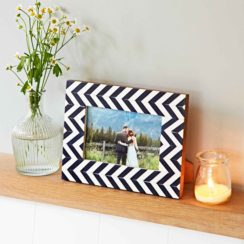 Neha Navy Chevron Patterned Photo Frame, 4" x 6"