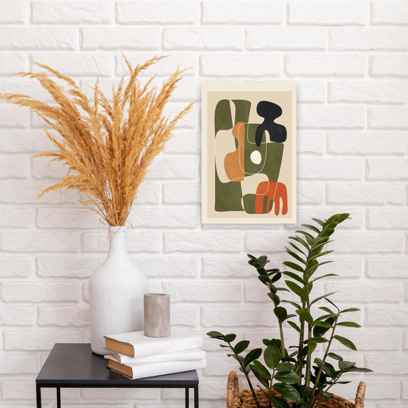 Art mural abstrait géométrique Mid-Century, H 18 po x l 12 po