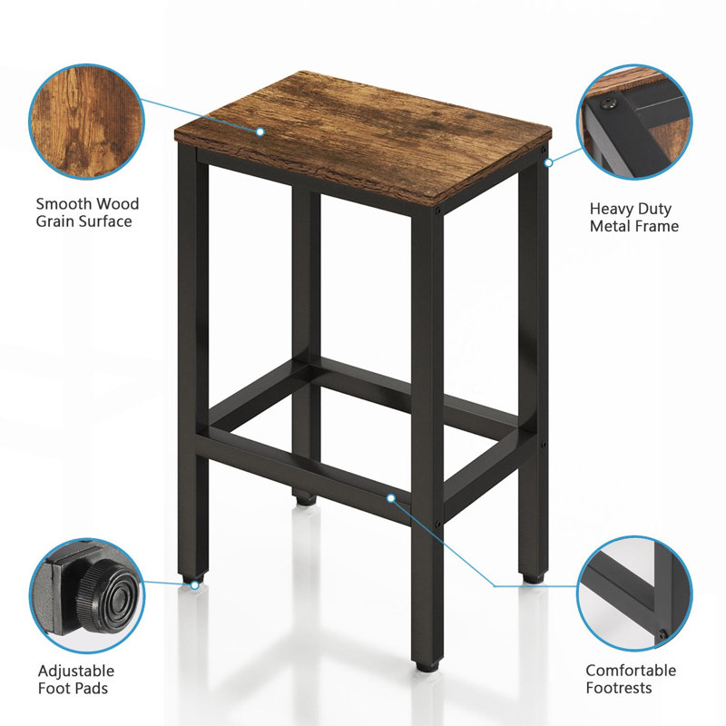 Tabouret de comptoir 25,6 po, Brun industriel, 2