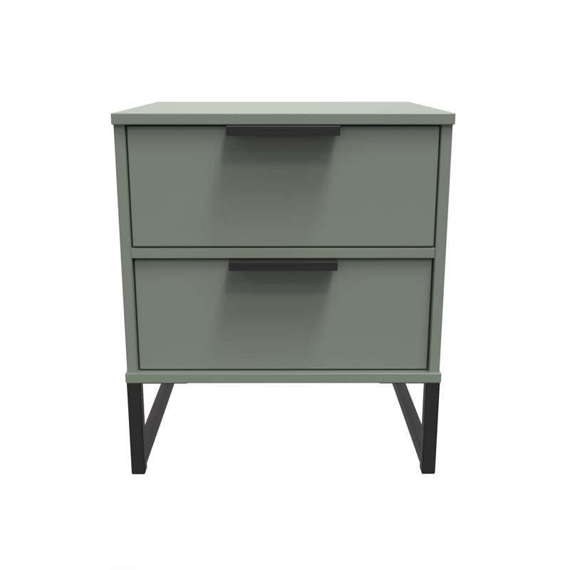 Turah 2 Drawer Bedside Cabinet (Ready Assembled), Reed Green