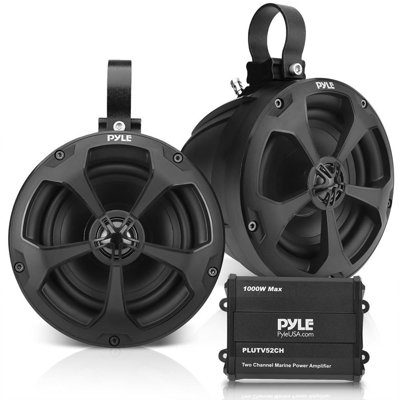 PYLE, Marine Speakers, Boat Speakers, 1000W 5.25 Inch, Waterproof Off-Road System, 2-Channel Amp, Full Range Stereo, ATV/UTV/Jeep, Includes Mounting B