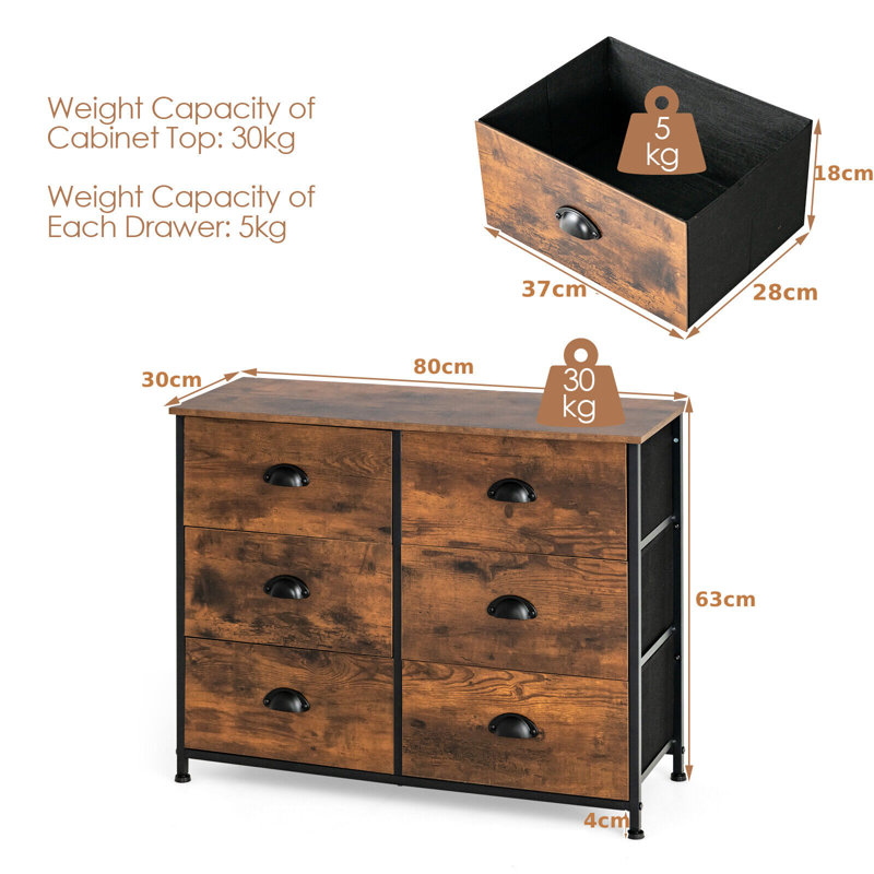 Hensel 80cm W 6 - Drawer Chest of Drawers