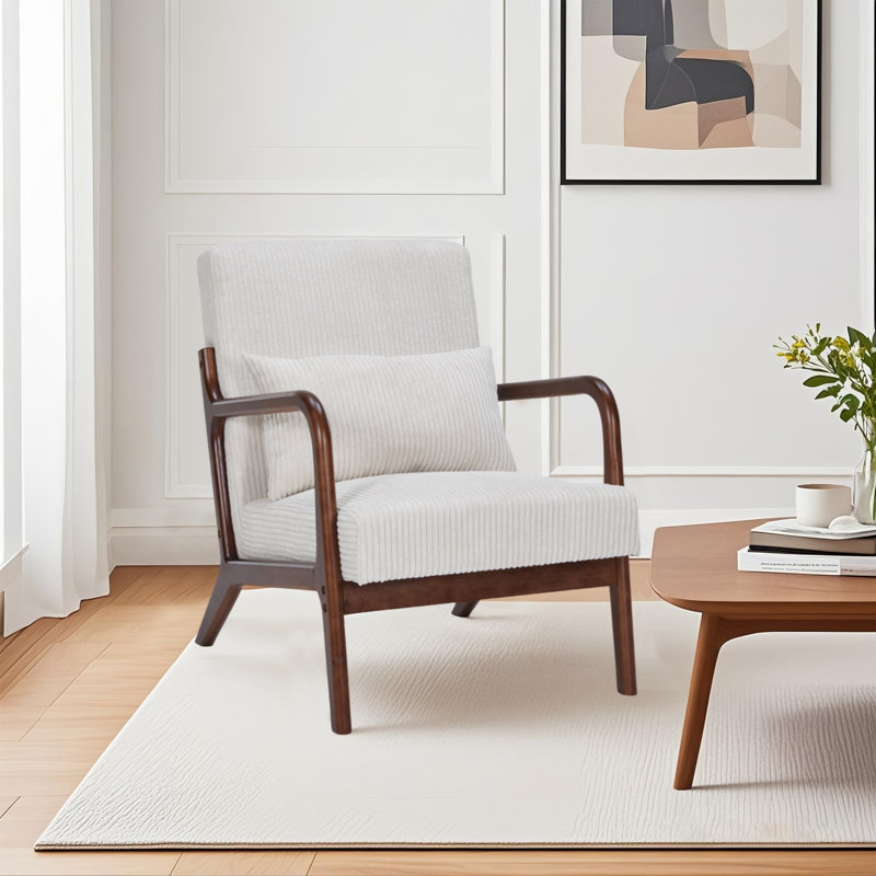 Fauteuil inclinable avec support lombaire Kimara, Blanc, Noyer