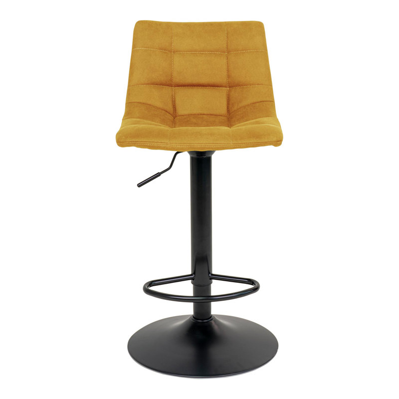 Neron Swivel Upholstered Adjustable Height Counter Stool with Metal Frame, Mustard Yellow