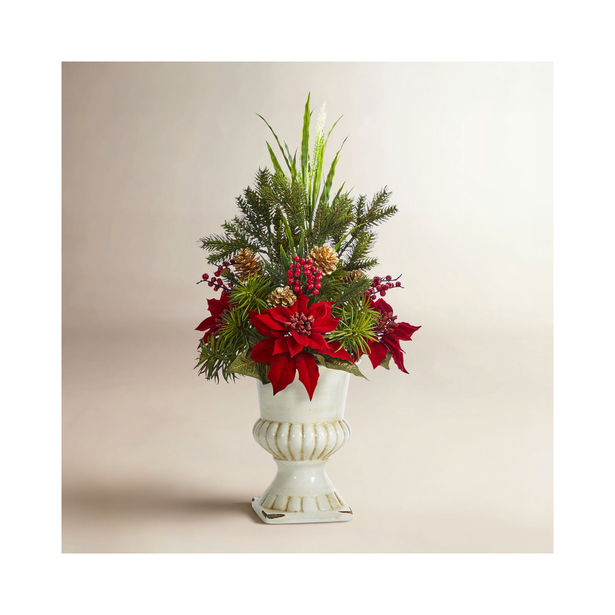Poinsettia Floral Arrangements and Centerpieces in Vase