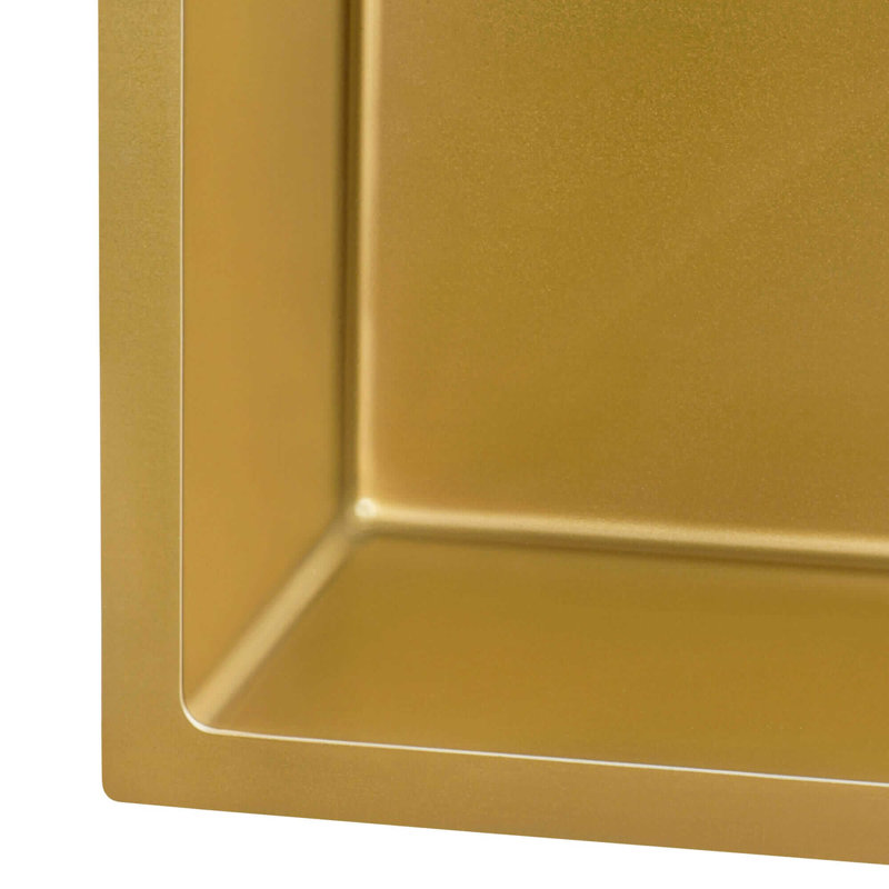 Tirana 15" L x 15" W Drop-In Bar Sink, Matte Gold Satin Brass, 20" L x 15" W