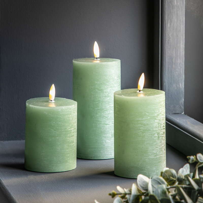 LED Candle Rustic Unscented Flameless Candle, Sage