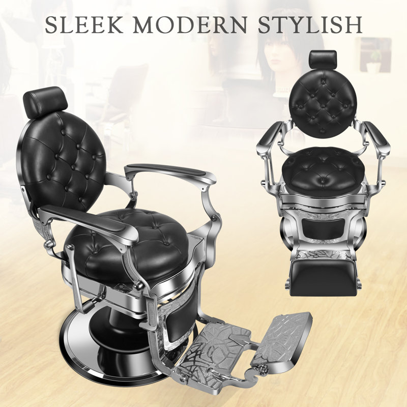 Fauteuil de massage classique barber, Similicuir noir