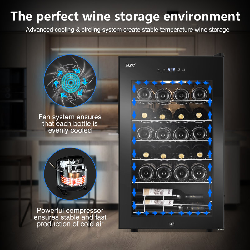 TAZPI 24 Bottle Single Zone Free-standing Wine Refrigerator