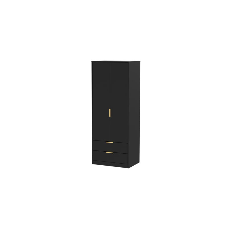 Fully Assembled Erlinna Diego 2 Door Wardrobe, Black Gloss Finish