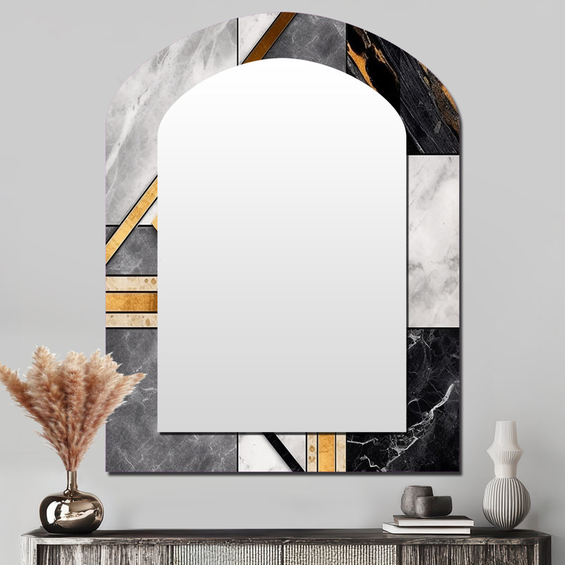 Lando - Miroir abstrait en métal, 43 po x 33 po