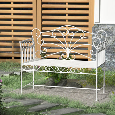 43" Garden Bench, Outdoor/Patio Outdoor/Patio Bench With Armrests, Metal Porch Bench For Backyard, Poolside, Lawn