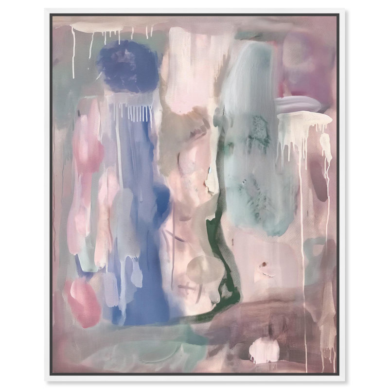 «Silk and Satin II Canvas Pastel Abstract» par Art Remedy, H 37 po x l 31 po, Cadre flottant blanc
