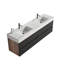 Meuble-lavabo 72 po (36 po * 2) Grace avec lavabo en quartz noir mat et tiroirs noirs doux, meuble-lavabo mural flottant, lavabo une pièce blanc brillant
