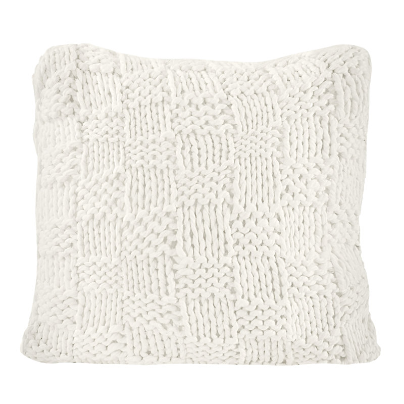 Coussin décoratif carré 27 x 27 pouces Taissa Chess, Naturel