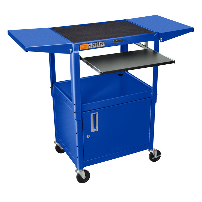 SteelCart Compact Computer Workstation AV Cart, Blue