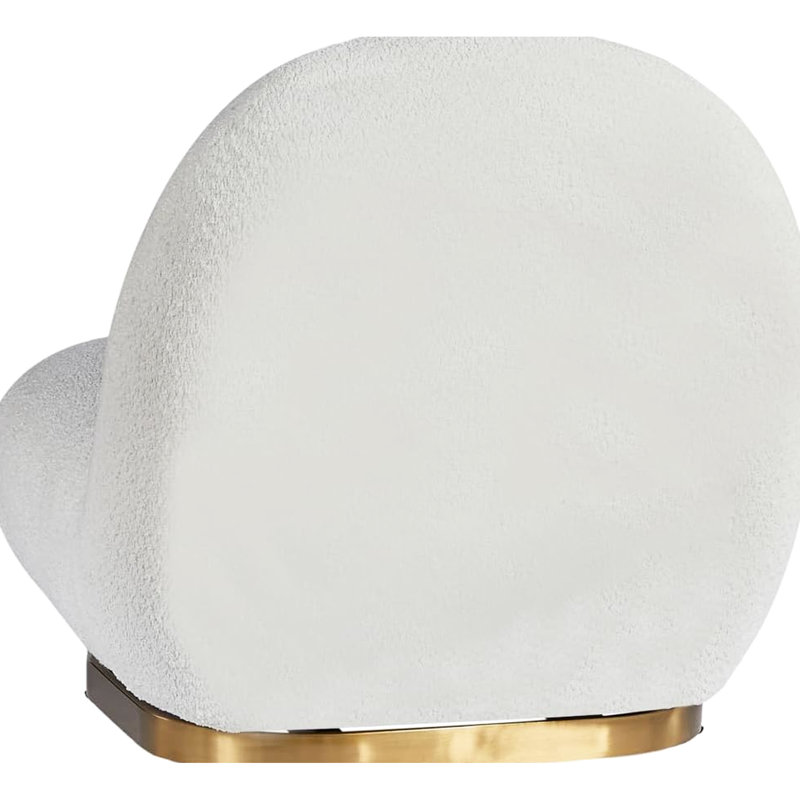 Chaise pivotante blanche à garniture dorée 360 avec boucle et base ergonomique rembourrée en mousse haute densité, fonction pivotante, chic, structure pour socialiser
