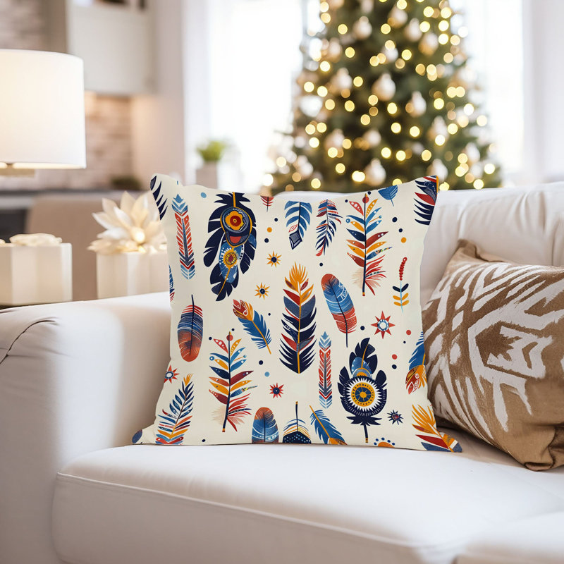 Boho Feather Dreams IX Pillow Cover, 20"H x 20"W
