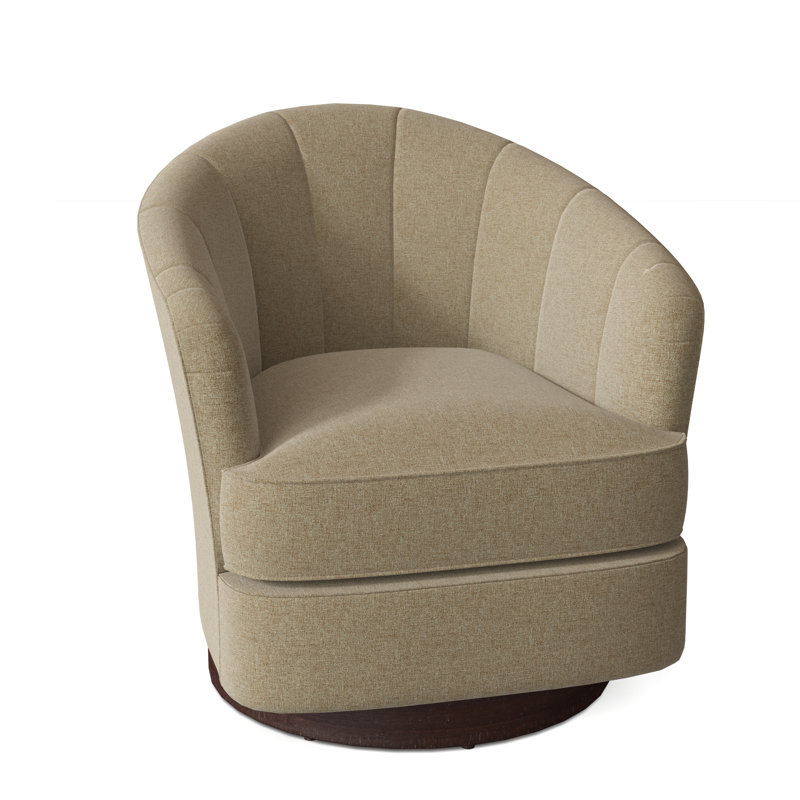 Tipsy Upholstered Swivel Barrel Chair, Espresso, Barley (8789 07)