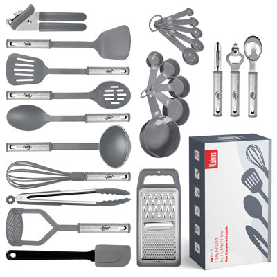 Kaluns 24-Piece Cooking Utensil Set – Heat-Resistant Silicone & Stainless Steel, Non-Stick Safe, Ergonomic Handles, Complete Kitchen Tools