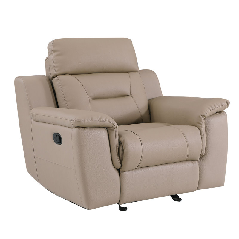 Fauteuil inclinable en cuir beige - 8 ressorts à arc pour une durabilité en cuir séché au four, support lombaire