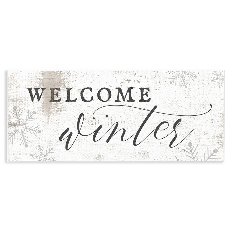 Welcome Winter Phrase Geometric Snowflake Pattern