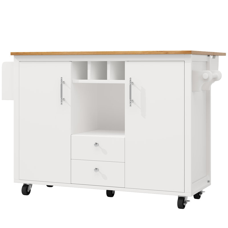 138 cm W Kitchen Island with Top, White