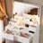 Makeup Vanity Desk with Lighted Mirror Charging Station and Storage Chair-332218564