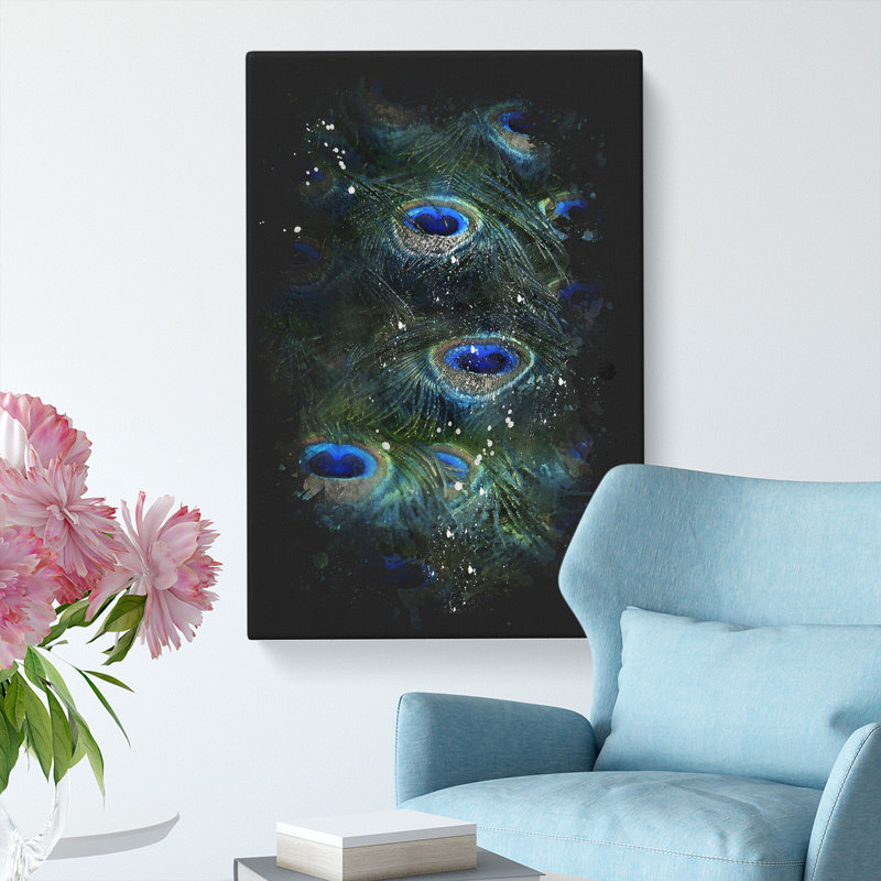 The Feathers of a Peacock - Wrapped Canvas Graphic Art Print, 91cm H x 60cm W x 3cm D