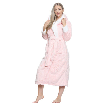 Hedy Fleece Above Knee Bathrobe with Pockets and Hood