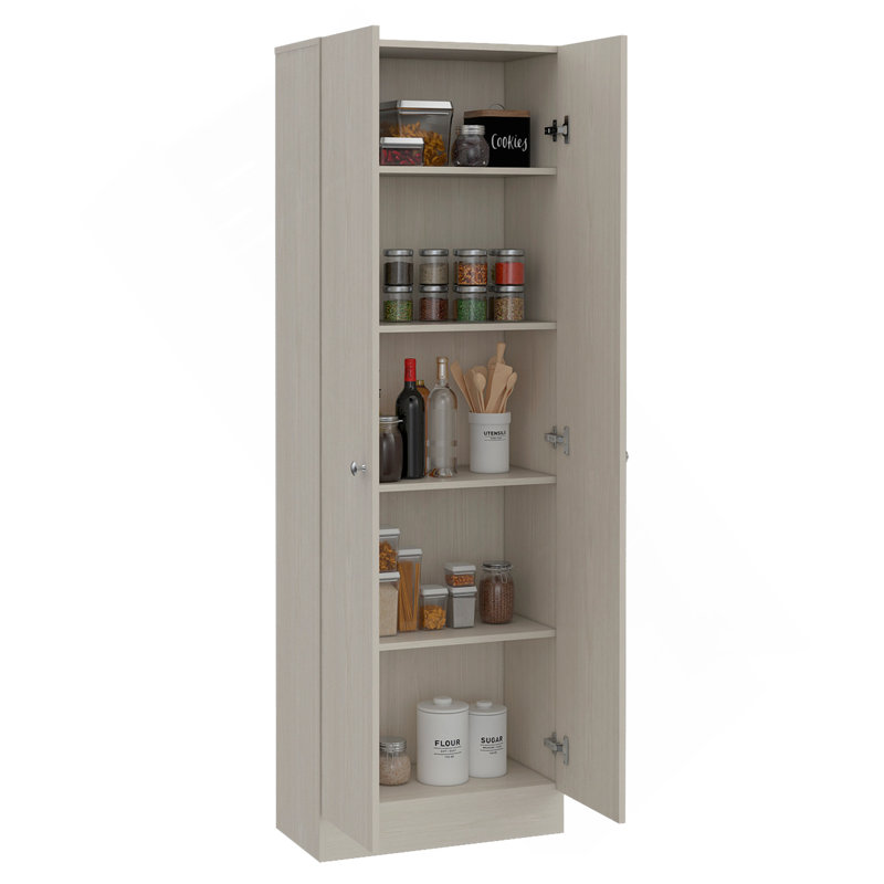 Armoire de rangement à deux portes Virginia, cinq tablettes, Blanc