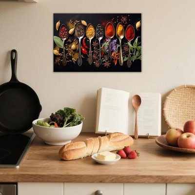 Spice Spoons Kitchen Wall Art Culinary Herbs Canvas Vibrant Food Art For Dining Room Gourmet Kitchen Decor(Artwork-8,12"X18")