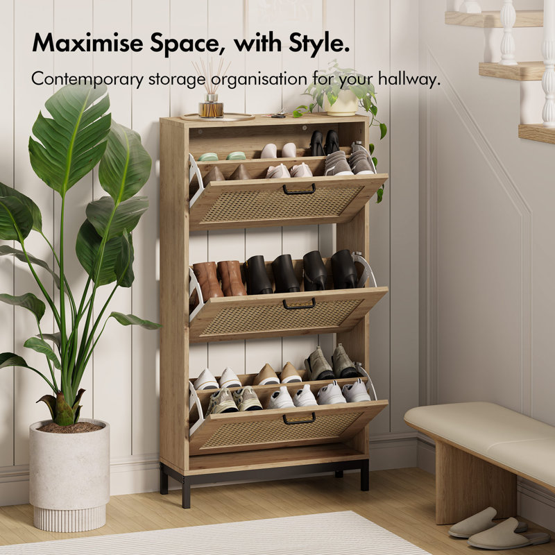 Lena Rattan Shoe Storage Cabinet
