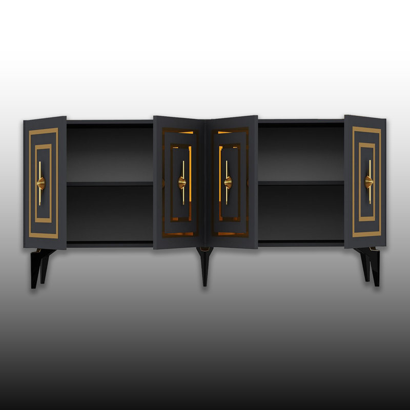 Console polyvalente de 59 po de largeur avec bandes réfléchissantes, Anthracite