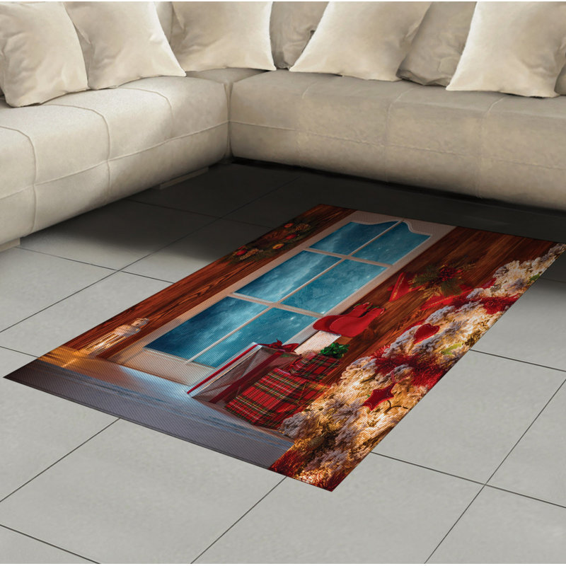 Christmas High Density Long Fiber Poly Threads Decorative Area Rug Carpet, Rectangle 4' x 5'8"
