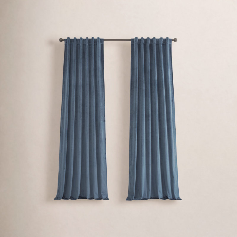 Winnette Velvet Room Darkening Curtain Panels, Light Ivory, 50" W x 120" L