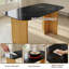 Ensemble de salle à manger 5 pièces en marbre 51 po avec pieds de table évasés et 4 chaises en porte-à-faux, noir / or-412445525-412445515