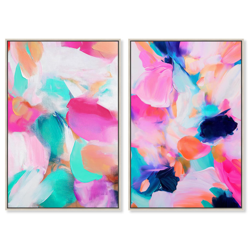 Ensemble d'art abstrait moderne « Harmonious Currys » sur toile d'Art Remedy, cadre noir, 10 x 15, Cadre argenté