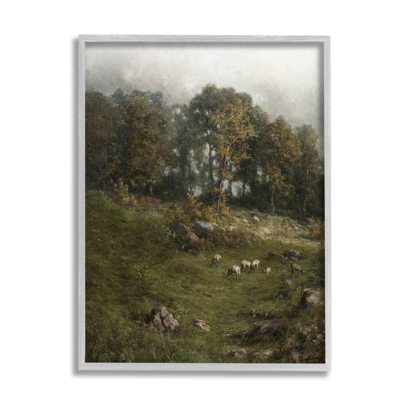 Art de giclée classique de champ de pâturages classique avec lettres et lignes, H 20 po x l 16 po x P 1,5 po, Toile tendue