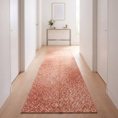 Tapis Myrtle2 moderne à motif mosaïque mouchetée abstraite orange, rouge et crème, lavable à la machine, antidérapant, à poils courts, pour l'intérieur et l'extérieur, adapté aux animaux domestiques, idéal pour le salon, la chambre, la salle à manger, l'entrée, le couloir ou le bureau.