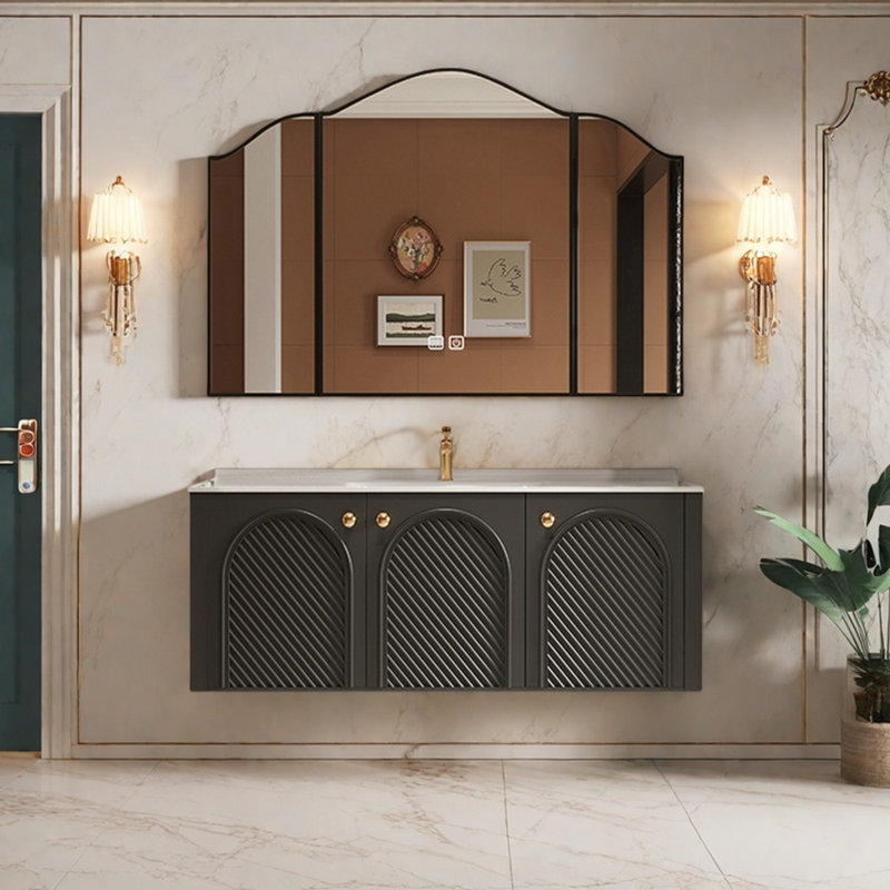 Armoire de salle de bain rétro française, H 21,6 po x l 55,1 po x P 21,6 po