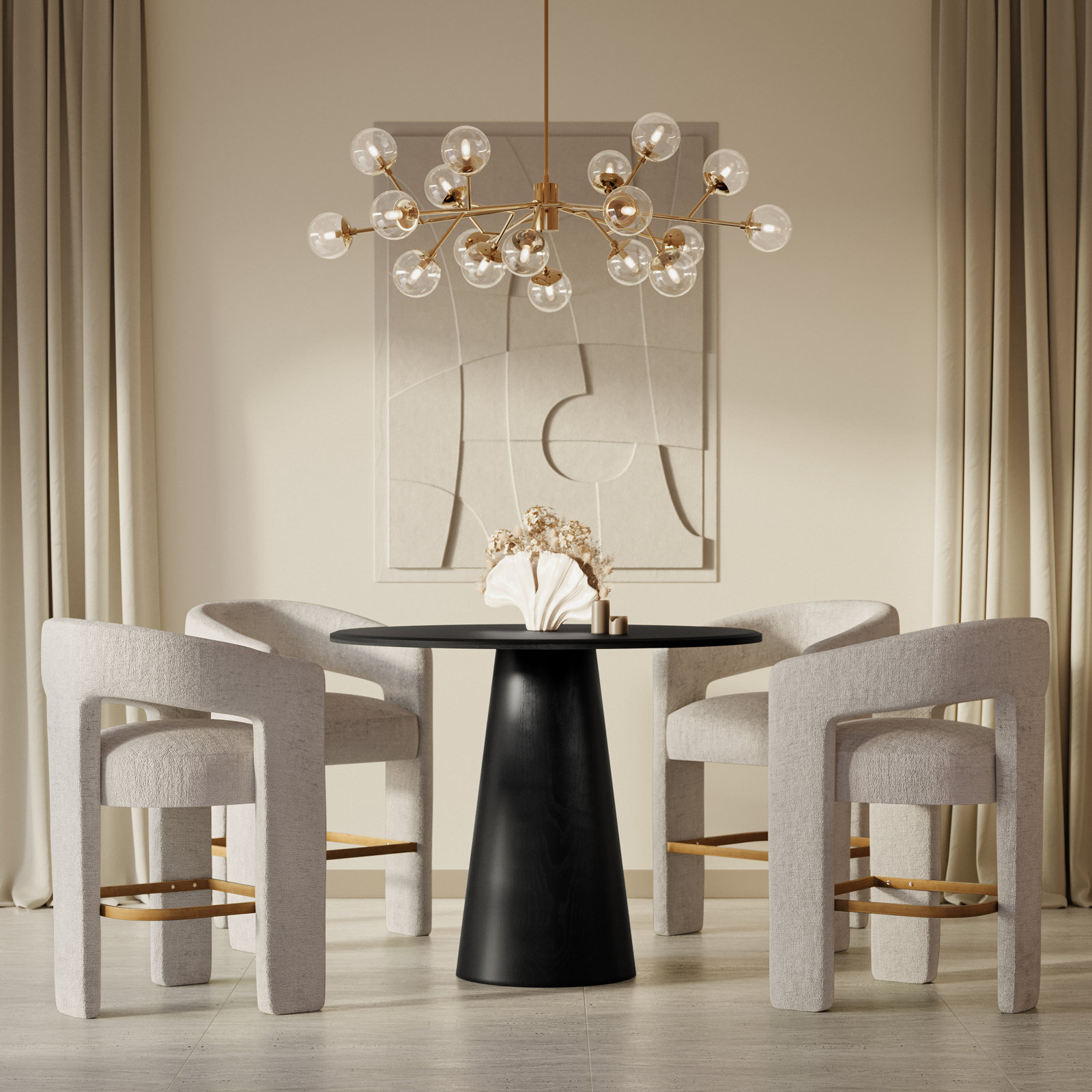 Darlington 5 - Piece Dining Set, Gwen Natural Beige Microsuede